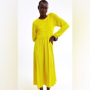 ZARA • Yellow & Black Polka Dot Dress